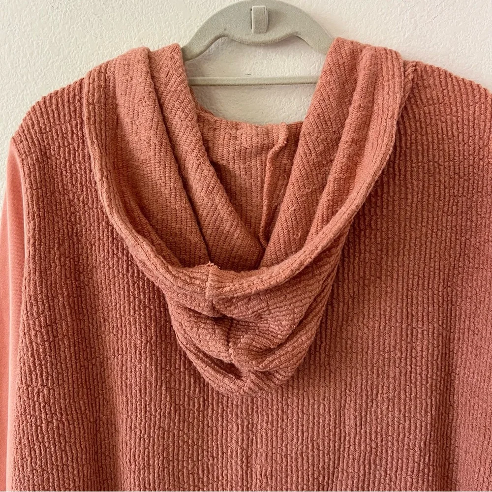 POL NWT Boho Granny Square Crochet Oversized Zip Hoodie L Vintage Wash Peach - Picture 13 of 16